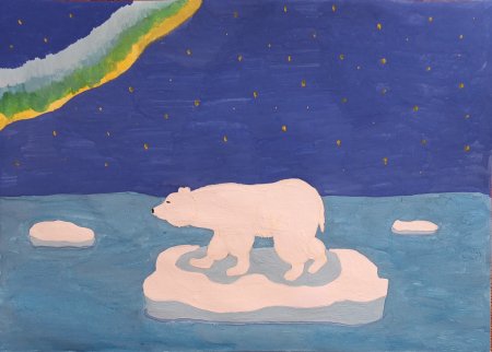 Рисование «белый медведь и Северное сияние» Лыкова