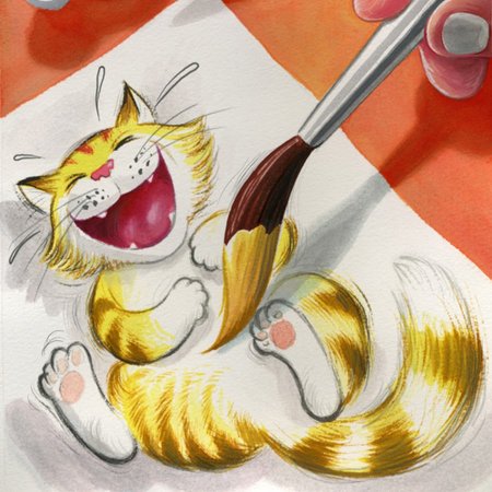 Котик с кистями и красками