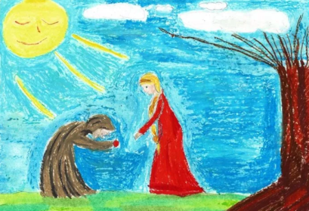 Рисунок о мёртвой царевне и семи богатырях