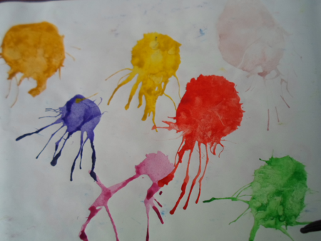 Кляксография с трубочкой техника