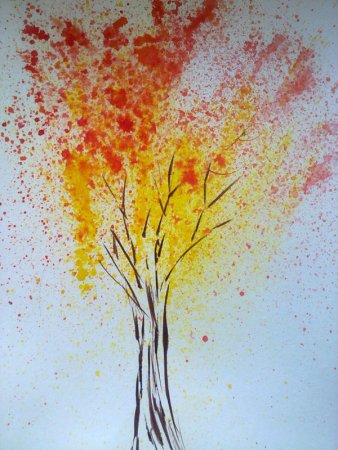 Кляксография с трубочкой техника