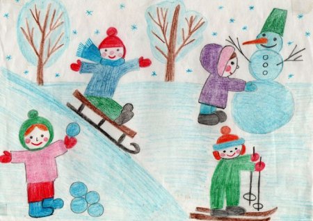 Рисование с детьми зимние забавы