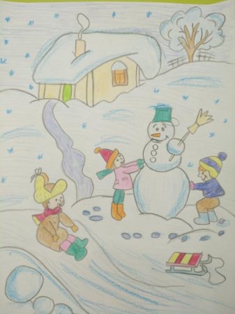Рисунок на тему зимние забавы