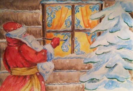 Новогодние рисунки красками
