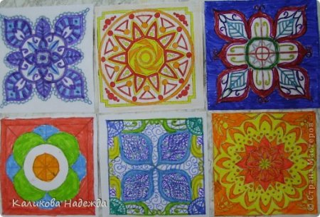 Квадраты с орнаментом для рисования для детей