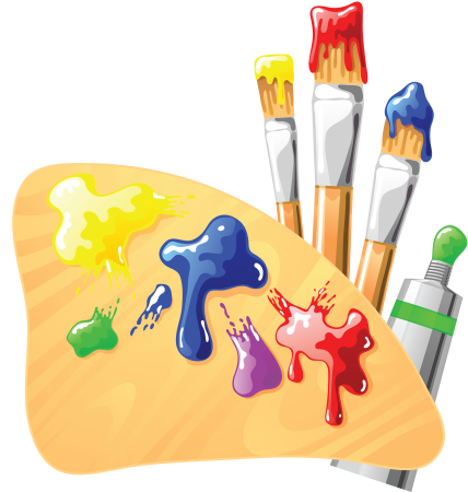 Цветные карандаши и краски