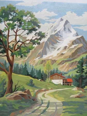 Зимний пейзаж гуашью