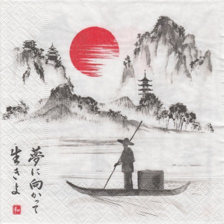 Японская живопись Рыбак