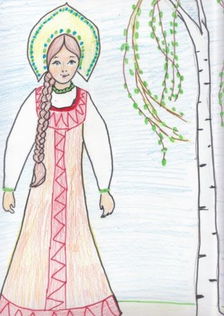 Русская красавица рисунок для детей