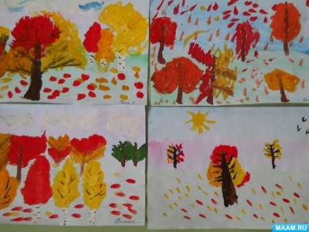 Рисование Золотая осень старшая группа