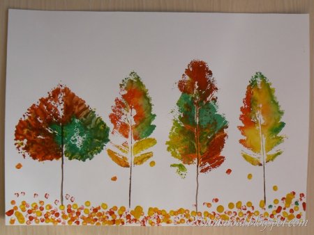 «Осенние листья» (Отпечатки листьев) дети