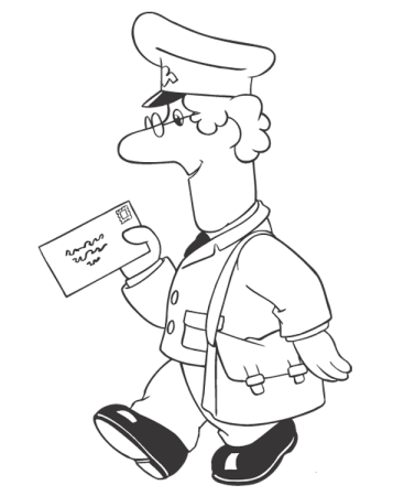 Почтальон раскраска для детей