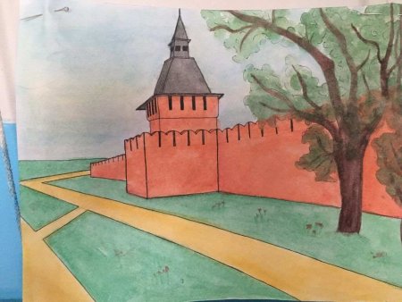 Собор Василия Блаженного Москва акварель
