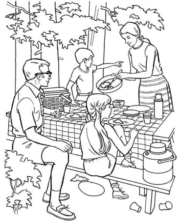 Раскраска семейный поход