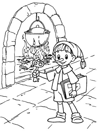 Золотой ключик или приключения Буратино раскраска для детей