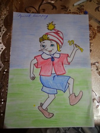 Буратино нарисовать для детей