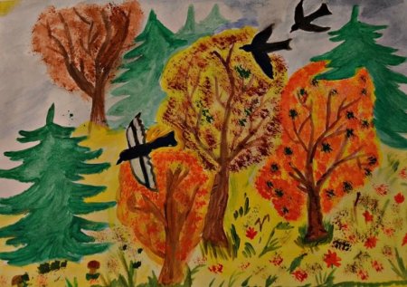 Осенний лес рисунок
