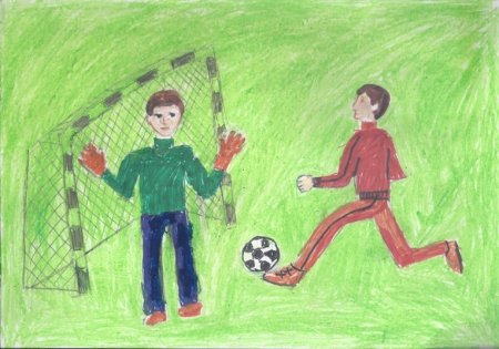 Детский рисунок игра в футбол
