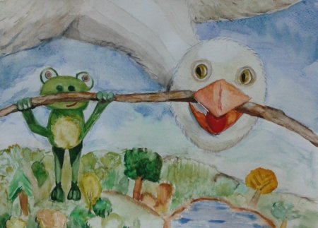 Лягушка путешественница рису