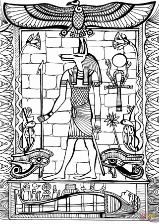 Бог Анубис в древнем Египте раскраска