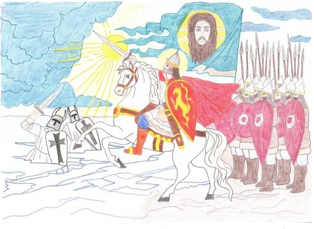 Рисунок на тему Ледовое побоище лёгкий