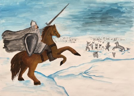 Александр Невский и Ледовое побоище нарисовать