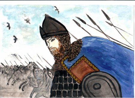 Александр Невский и Ледовое побоище нарисовать