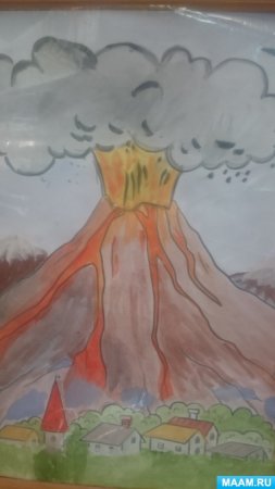 Рисование вулкана в подготовительной группе