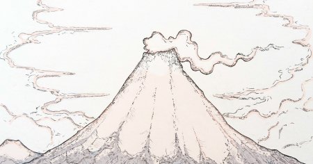 Извержение вулкана рисунок