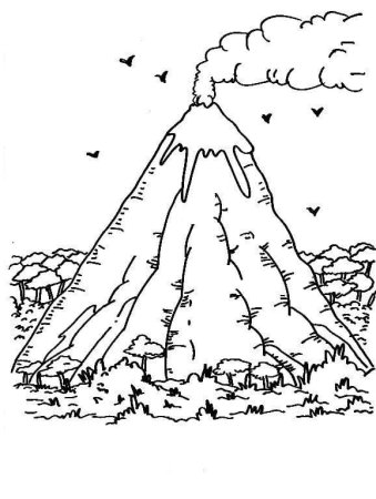 Вулкан рисунок карандашом