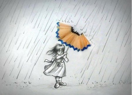 Человечек под дождем