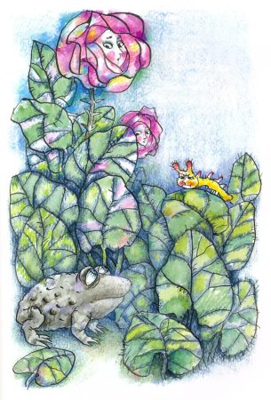 Жаба и роза раскраска