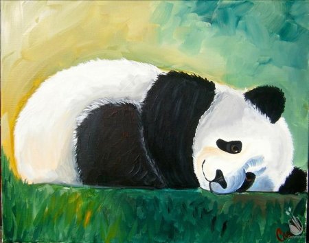 Панда гуашью для детей