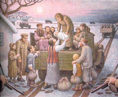 Выселение чеченцев и ингушей в 1944 рисунки