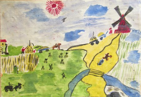 Нарисовать рисунок на тему жатва