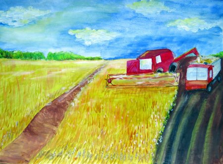 Уборка хлеба рисунок