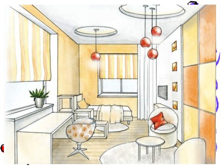 Эскиз интерьера комнаты