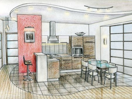 Интерьеры кухни Наброски