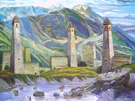 Горы Кавказа Ингушетия живопись