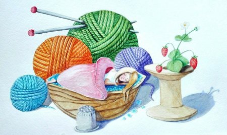 Акварельный клубок ниток