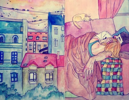 Саша Харитонова (зеленая лампочка) — молодая художница из Москвы