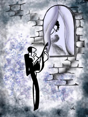 Силуэтная живопись Татьяны Марковцевой девушка со скрипкой