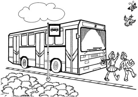 Автобусная остановка раскраска для детей