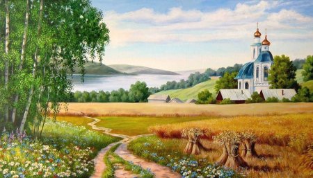 Рисование для детей природа Церковь