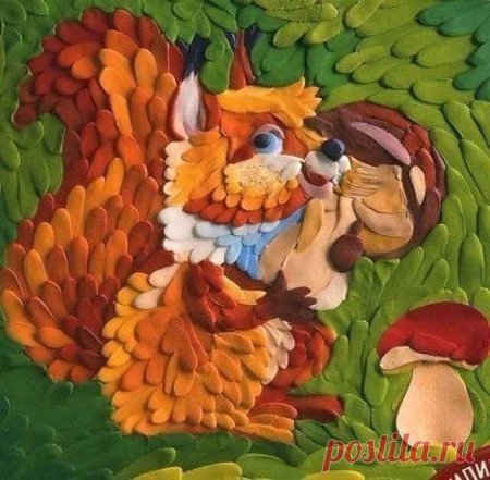 Осенняя картина из пластилина