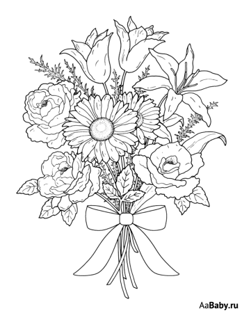 Букет раскраска