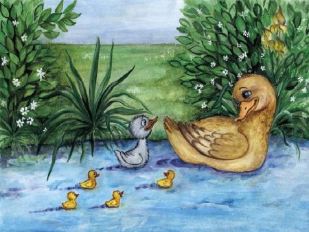 Иллюстрация к сказке Гадкий утенок раскраска