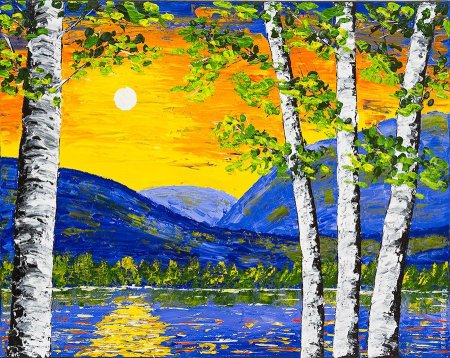 Рисование Березовая роща