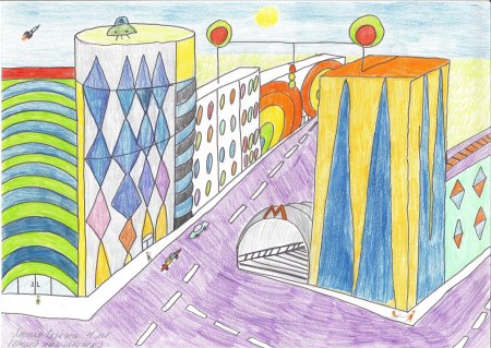 Рисование город будущего