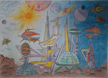 Рисование город будущего